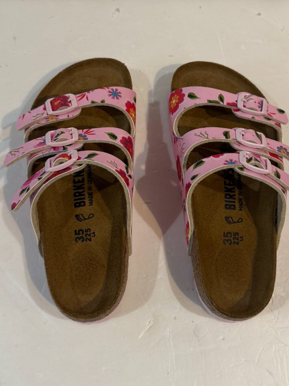 BIRKENSTOCK Florida Pink Floral Pattern Birko-Flor Sandals EU 35 (US 4.5 ) New